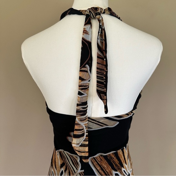 Vintage Cache Y2K 90’s Floral Halter Dress Women 6 Fairy Overlay Midi Party Blac - Picture 5 of 7